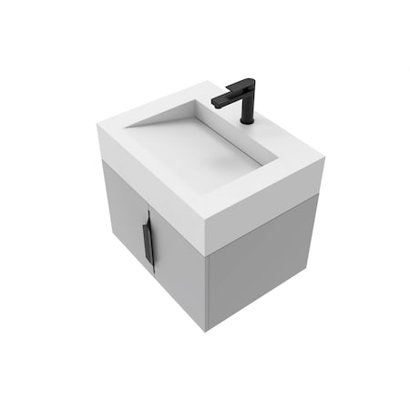 Castello Usa Nile 24-inch Gray Vanity Set with White Top and Black Handles CB-MC-24G-BL-2053-WH